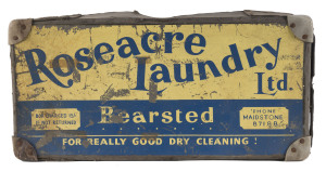 ROSEACRE LAUNDRY Ltd. dry cleaning exchange box with advertising, circa 1930s, ​59cm across