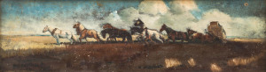 GEORGE WASHINGTON LAMBERT (after), (1873-1930), Across The Black Soil Plains (1899), [study], oil on board, 13 x 45cm