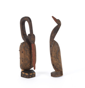 Two tribal wood carvings, Northern Territory origin, one inscribed "Kukla, 1/6", 24cm and 23cm high