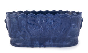 JOHN CAMPBELL blue glazed pottery trough, incised "John Campbell, Tasmania, 1932", 17cm high, 43cm wide