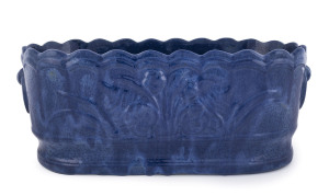 JOHN CAMPBELL blue glazed pottery trough, incised "John Campbell, Tasmania, 1932", ​17cm high, 43cm wide