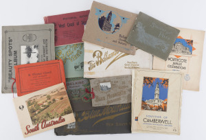 Souvenir booklets including "Pictorial Guide To The West Coast Of Tasmania", "Souvenir Views Of Perth", "St. Thomas' Church, Port Macquarie", "The Mines Of The Bellambi Coal Co, Ltd.", "Souvenir Of Kuring-Gai Chase And Bobbin Head", "Ballarat Views An Statuary", plus more, inspection will reward. (13 items).