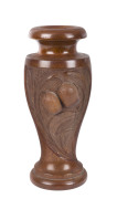 Australian Arts and Crafts blackwood vase with carved gumnuts and leaves, early 20th century, ​22cm high