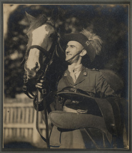 LIGHT HORSE framed photograph early 20th century, together with a coloured lithographic print "Victorian Mounted Rifle Volunteer", both framed and glazed 52 x 41cm and 46 x 37cm overall