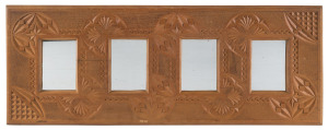 Australian Folk Art chip carved picture frame designed to house four images (now mirrored), early 20th century, 30 x 76cm