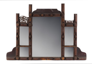 An Australian tramp art overmantel mirror, late 19th century, 