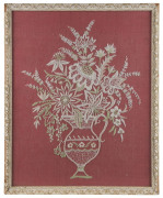 Folk Art floral needle work, 19th century, ​framed and glazed 64 x 50cm overall