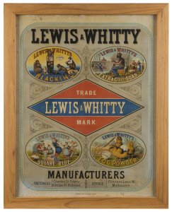 LEWIS & WHITTY chromolithograph soap advertising poster, 19th century. "Manufacturers Factories Charles St. Fitzroy & Bridge Rd. Richmond, Office Flinders Lane W. Melbourne", printed by Charles Troedel & Co. Melbourne & Sydney. 57 x 44cm