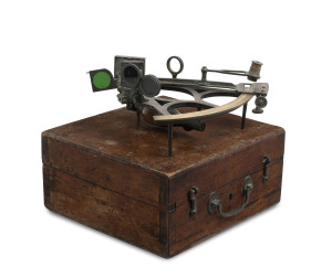 An antique sextant in original mahogany case by BRYANT & BIGGS of Cardiff, 19th century, 23cm high