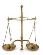 Banker's gold scales and assorted weights by Degrave & Co. London, 19th century, 54cm high