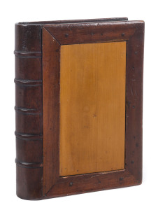 An Australian timber book box, cedar, huon pine and ash on pine carcass, 19th century, 17cm high