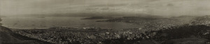 ROBERT PERCY MOORE (1881-1948), Second American Fleet panorama photograph captioned "Wellington, N.Z. 22/8/1925", most likely taken from the wireless station above the harbour. Original framing, image size 21 x 95cm