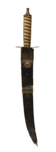English Naval dirk, engraved with Plymouth maker's name (partially legible), in original scabbard, circa 1800, ​43cm long