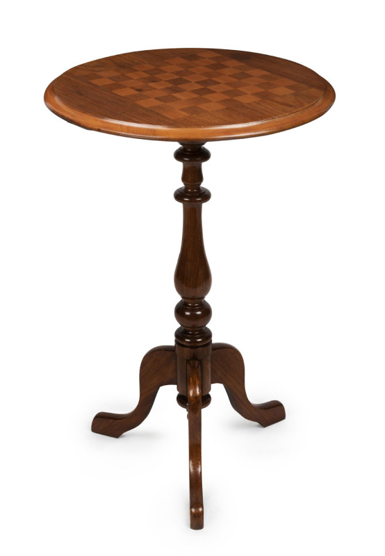 A games top wine table, blackwood and pine, circa 1880, ​74cm high, 48cm diameter