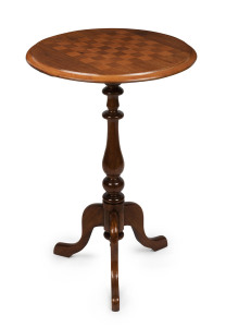 A games top wine table, blackwood and pine, circa 1880, ​74cm high, 48cm diameter