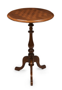 A games top wine table, blackwood and pine, circa 1880, 74cm high, 48cm diameter