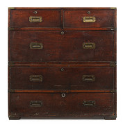 An early Colonial Australian campaign chest, cedar and pine, early to mid 19th century, ​107cm high, 91cm wide, 45cm deep