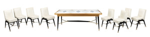 ROBERT ROSH designed nine piece extension dining setting, circa 1960, manufactured by Kurt Loewinger (Melbourne), the table 76cm high, 191cm wide (extends to 314cm), 86cm deep