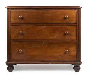 An Australian three drawer chest, cedar and pine, 19th century, 92cm high, 99cm wide, 55cm deep