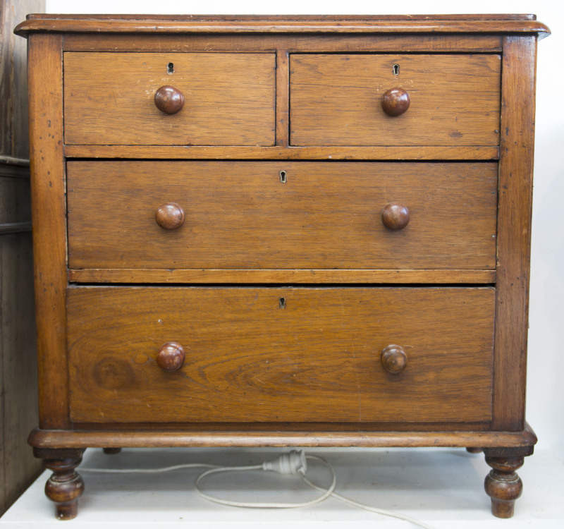 An Australian four drawer tub chest, cedar and pine, circa 1880s, 86cm high, 90cm wide, 43cm deep