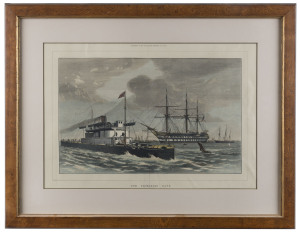 Four assorted framed antique coloured engravings of ships, 19th century, ​the largest 62 x 81cm overall