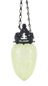 An antique hanging light with uranium vaseline glass shade, 19th century, 29cm high