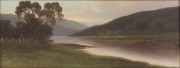 ARTIST UNKNOWN (Australian school), landscape river scene, oil on board, signed lower left (illegible), ​20 x 50cm - 2