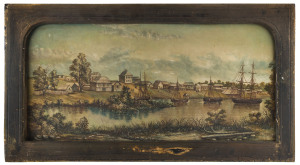 ELEANOR (NELLIE) McGLINN (after), Melbourne, circa 1840, oil on board, signed "C.H.", remains of exhibition label verso (only partially legible), ​39 x 81cm