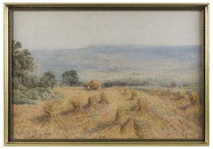 M. BEECH (Australian school), harvest scene, circa 1920s watercolour, signed lower right "M. Beech", ​35 x 52cm
