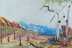 JILLIAN NAMATJIRA (1949-1991), Hermannsburg school landscape, watercolour, signed lower centre "Jillian Namatjira", ​35 x 52cm