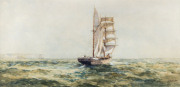 FREDERICK JAMES (Fred) ELLIOTT (1864-1949), Alma Doepel Running Free Off Sydney Heads, watercolour, signed lower right "F. Elliott", 28 x 57cm