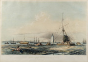 EDMUND THOMAS (1827-1867), I.) River Yarra Yarra From South Side Of Prince's Bridge, Melbourne, II.) Collins Street, Melbourne, III.) Williams Town Lighthouse, Hobson's Bay, IV.) Prince's Bridge (from south side Yarra), Melbourne, hand-coloured engravings - 2