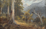 ARTIST UNKNOWN (Australian school), forest landscape, oil on board, huon pine frame, 29.5 x 45cm, frame 44 x 60cm PROVENANCE: The Rodney Pemberton Collection - 2