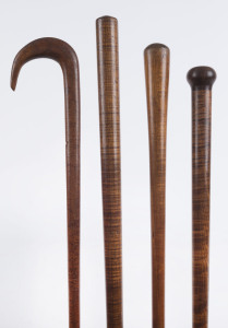 Four Australian walking sticks, blackwood, 19th and early 20th century, ​the largest 93.5cm high