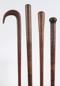 Four Australian walking sticks, blackwood, 19th and early 20th century, the largest 93.5cm high