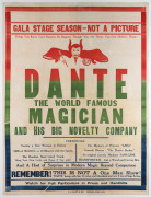 [WHEN DANTE THE MAGICIAN CAME TO SYDNEY] DANTE The World Famous Magician And His Big Novelty Company c1930 colour linocut with letterpress, 101 x 76cm. Linen-backed.