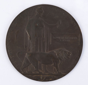 WW1 Death Penny for Private WILLIAM STANTON LADSON A.I.F. 57st Btn. bronze, 12cm diameter