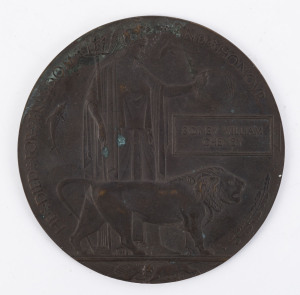 WW1 Death Penny for SIDNEY WILLIAM CHENEY A.I.F. 50th Btn. bronze, 12cm diameter