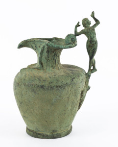 A bronze ewer with figural handle, Mordialloc, Melbourne origin, circa 1960s, 29cm high