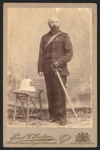 Queensland Volunteers Officer cabinet portrait photograph by Poul C. Poulsen, 7 Queen Street Brisbane, circa 1885, 16.5 x 11cm