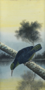 HERBERT HEPBURN CALVERT (1870-1923), bird on a branch, watercolour, signed "H.H. Calvert, 1920", ​59 x 31cm