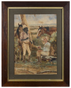 CHARLES WOOD READETT, (Australian, 1844 - 1917), "Australian Study" watercolour, titled, signed and dated "1900" lower left, 53 x 36.5cm (image). - 2