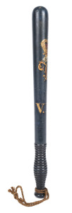 Van Diemen's Land truncheon, turned hardwood with hand-painted Queen Victoria cipher and "V.D.L.", circa 1840, rare. 46cm long