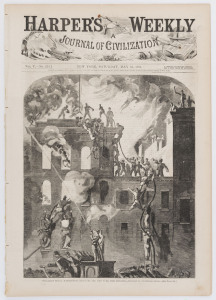 HARPER'S WEEKLY - CIVIL WAR ERA: 1861 to 1865 selection comprising 1861 (May 25, Jul.13, Aug.17, Dec.14, Dec.28), 1863 (Feb.28, Nov.7), 1864 (Mar.12, Apr.9, May 21) & 1865 (Jan.28, Feb.18); illustrated with engravings by top artists of the day including Winslow Homer and Thomas Nast; all the journals are individually presented in beautiful gilt-lettered hardbound folios (33.5x44.5cm). (12 folios)