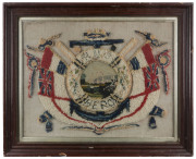 H.M.S. HERO Australian woolwork tapestry, 19th century, 59 x 72cm overall - 2