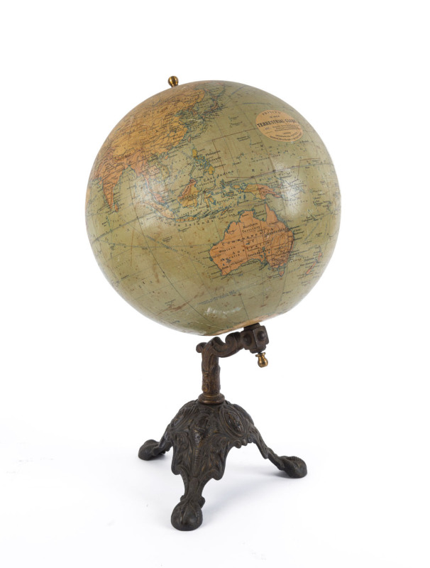 PHILIPS' 12 inch Terrestrial Globe on cast iron base, ​51cm high
