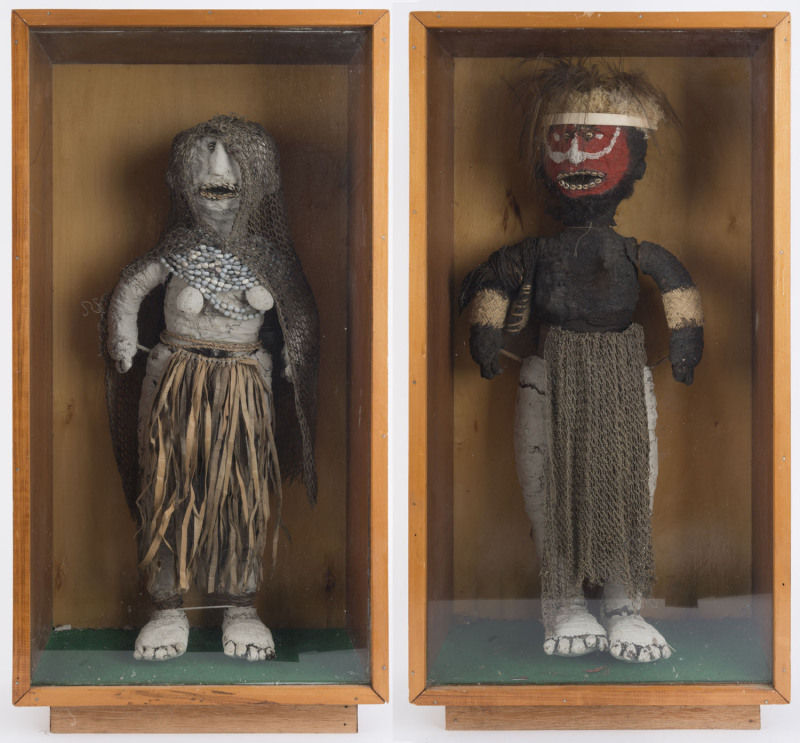 Two Mendi spirit figures, Papua New Guinea, circa 1950s, 65cm high