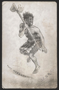 POSTCARD "Tutu Ngarahu" Maori warrior, by "Col. G. Robly"