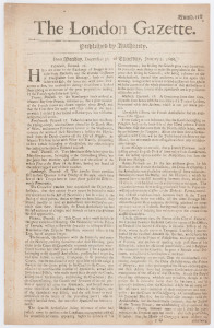 LONDON GAZETTE - ENGLAND - 1667 issues: incomplete run between Jan.3 and Apr.22 (Numb.118 to 127, plus 129, 131 & 143 to 149): published in folio half-sheets, content mostly concerns news from various European cities, plus ship and fleet departures arriv