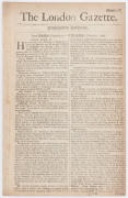 LONDON GAZETTE - ENGLAND - 1667 issues: incomplete run between Jan.3 and Apr.22 (Numb.118 to 127, plus 129, 131 & 143 to 149): published in folio half-sheets, content mostly concerns news from various European cities, plus ship and fleet departures arriv